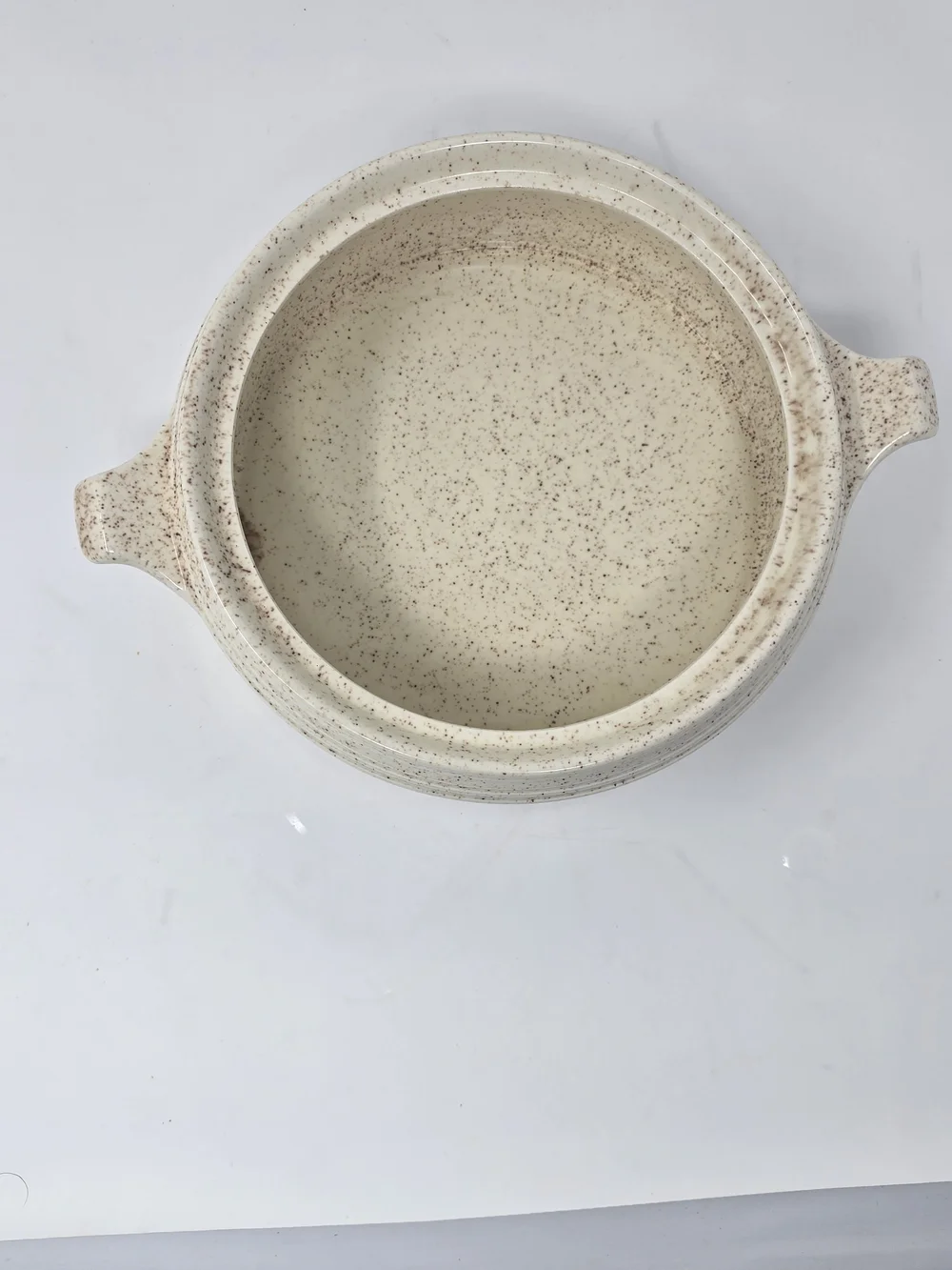 Vintage HOMER LAUGHLIN Country Sage Brown Speckled COVERED CASSEROLE Handled